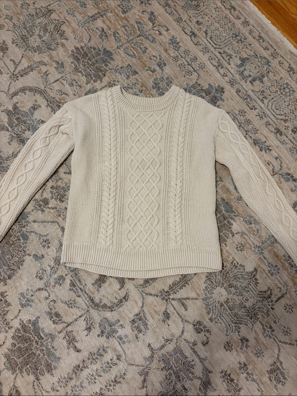 J. Crew Cream Cable-Knit Crewneck Sweater